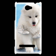 Coque HTC Windows Phone 8S Chien blanc et paire de chaussons