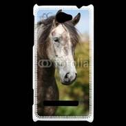 Coque HTC Windows Phone 8S Portrait cheval arabe gris 1