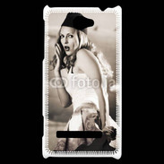 Coque HTC Windows Phone 8S Femme avec fond avion