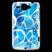 Coque HTC Wildfire G8 Peace and love Bleu
