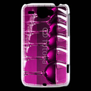 Coque HTC Wildfire G8 Verre de vin sur fond rose