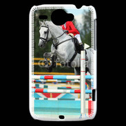 Coque HTC Wildfire G8 Jumping Equitation cheval gris