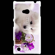 Coque Nokia Lumia 720 Chiot blanc et fleur violette