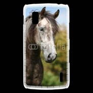 Coque LG Nexus 4 Portrait cheval arabe gris 1