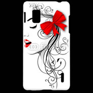 Coque LG Optimus G Visage glamour noir et rouge