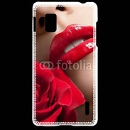 Coque LG Optimus G Bouche et rose glamour