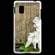 Coque LG Optimus G Fleurs sur fond en bois