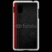 Coque LG Optimus G Effet cuir noir et rouge