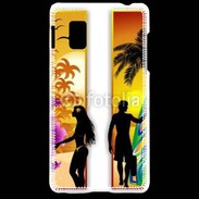 Coque LG Optimus G Surfer et fille sur la plage