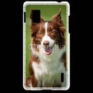 Coque LG Optimus G Chien Colley marron et blanc