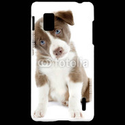 Coque LG Optimus G Chiot Colley marron et blanc