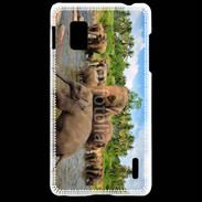 Coque LG Optimus G Groupe d'éléphants à la rivière