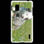 Coque LG Optimus G Chiot blanc et gris 1
