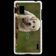 Coque LG Optimus G Chiot labrador avec pomme de pin