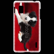Coque LG Optimus G Chiot noir et blanc 5
