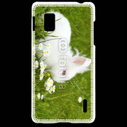 Coque LG Optimus G Lapin blanc dans l'herbe