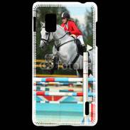 Coque LG Optimus G Jumping Equitation cheval gris