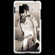 Coque LG Optimus G Femme avec fond avion