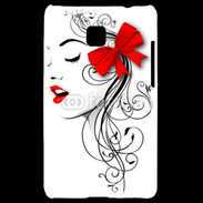 Coque LG Optimus L3 II Visage glamour noir et rouge