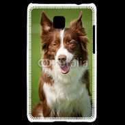 Coque LG Optimus L3 II Chien Colley marron et blanc