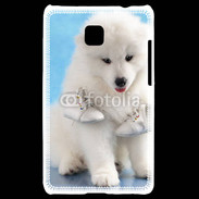 Coque LG Optimus L3 II Chien blanc et paire de chaussons