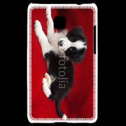 Coque LG Optimus L3 II Chiot noir et blanc 5