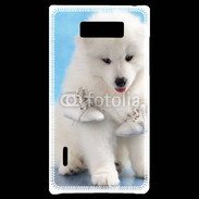 Coque LG Optimus L7 Chien blanc et paire de chaussons