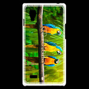 Coque LG Optimus L9 Trois perroquets bleu et jaune