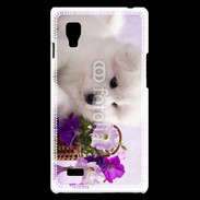 Coque LG Optimus L9 Chiot blanc et fleur violette