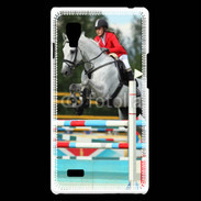 Coque LG Optimus L9 Jumping Equitation cheval gris