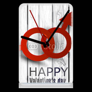 Pendule de bureau Saint valentin sur fond bois