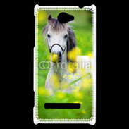Coque HTC Windows Phone 8S Poney Shetland gris et blanc