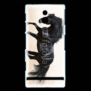 Coque Sony Xperia P Cheval noir au galop 5