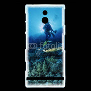 Coque Sony Xperia P Tortue et plongeur