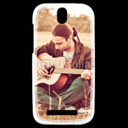 Coque HTC One SV Guitariste peace and love 1