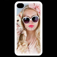 Coque iPhone 4 / iPhone 4S Femme glamour avec chihuahua
