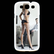 Coque Samsung Galaxy S3 Femme debout en lingerie sexy devant homme 