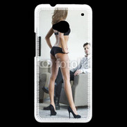 Coque HTC One Femme debout en lingerie sexy devant homme 