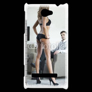 Coque HTC Windows Phone 8S Femme debout en lingerie sexy devant homme 