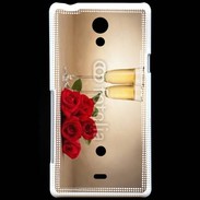 Coque Sony Xperia T Coupe de champagne, roses rouges