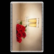 Etui carte bancaire Coupe de champagne, roses rouges