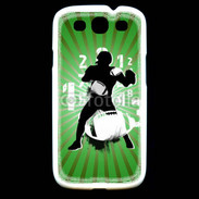 Coque Samsung Galaxy S3 Illustration football américain sur fond vert