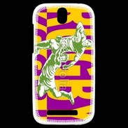 Coque HTC One SV Poster rugby sur fond jaune