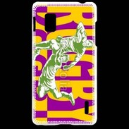 Coque LG Optimus G Poster rugby sur fond jaune