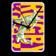Grande pendule murale Poster rugby sur fond jaune