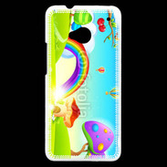 Coque HTC One Cartoon nature et arc en ciel