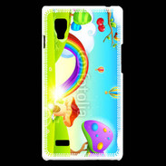 Coque LG Optimus L9 Cartoon nature et arc en ciel