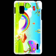 Coque LG Optimus G Cartoon nature et arc en ciel