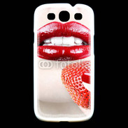 Coque Samsung Galaxy S3 Bouche sexy rouge à lèvre gloss rouge fraise