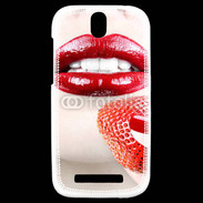 Coque HTC One SV Bouche sexy rouge à lèvre gloss rouge fraise